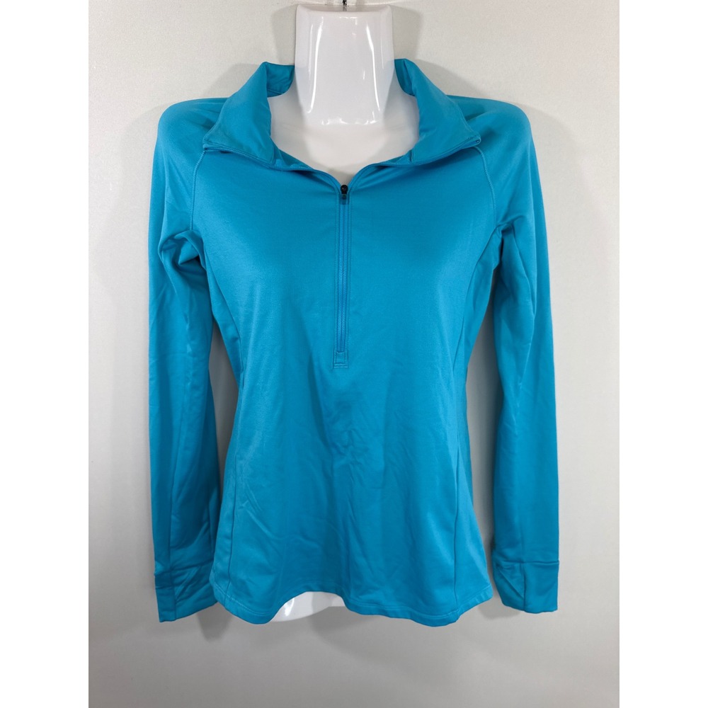 Under Armour Womens Bright Blue Quarter Zip Pullover Thumbholes Sleeve XS Sporty